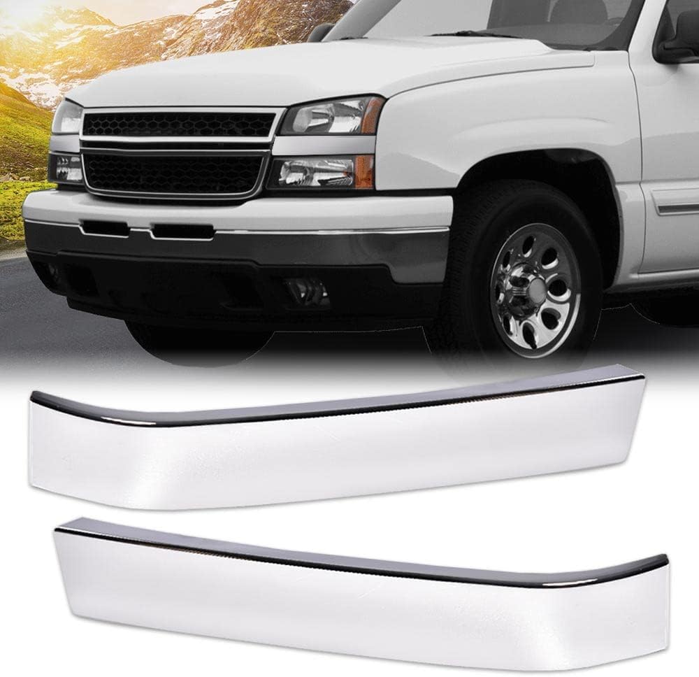 PIT66 Grille Trim Set Fit Chevy Silverado 1500 Classic HD 2500 3500 03-07 | 2PCS Chrome Front Grille Trim Molding Inserts, Driver & Passenger Side, Fit Silverado 1500 Classic HD 2500 3500 2003-2007