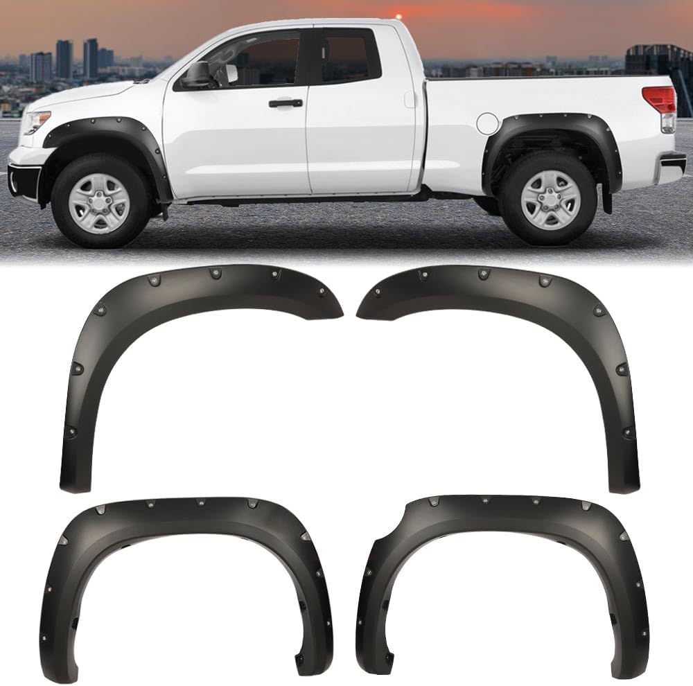 ANDPLAY Pocket-Riveted Fender Flares 4PCS Smooth Wheel Cover Protector | Compatible with Toyota Tundra 2007-2013, Paintable Matte Wheel Arch Cover Trim 5054781AB, AH 55054780A