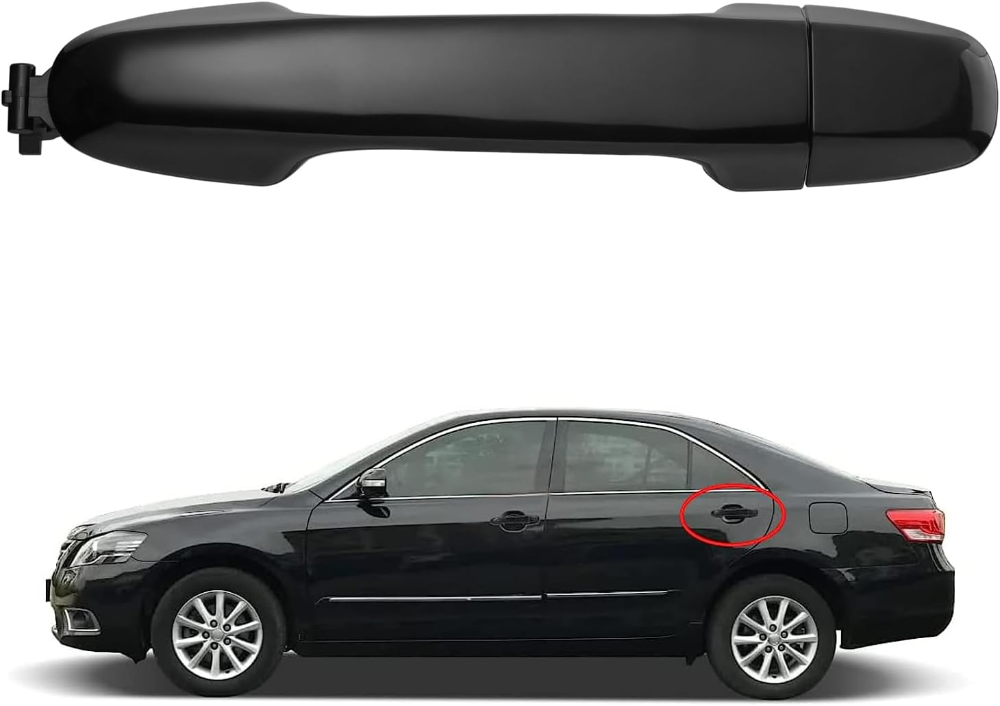 Exterior Door Handle for Toyota Camry 2012 2013 2014 2015 2016 2017, for Rear Left Driver or Right Passenger Side Door, Black