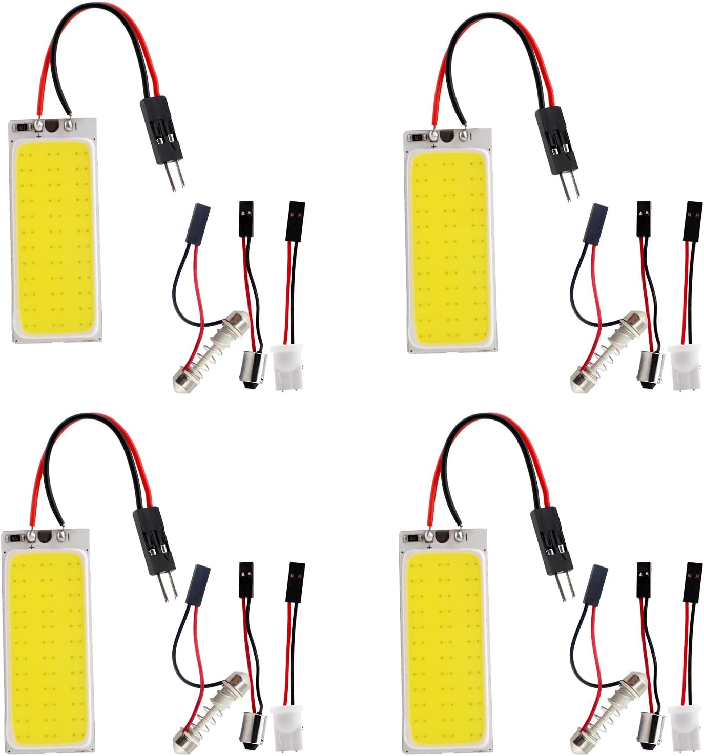 YM E-Bright Led Dome Light Auto Car Reading Led Panel Dome Light Interior with T10 BA9S Festoon Adapters COB 36SMD White (Pack of 4)