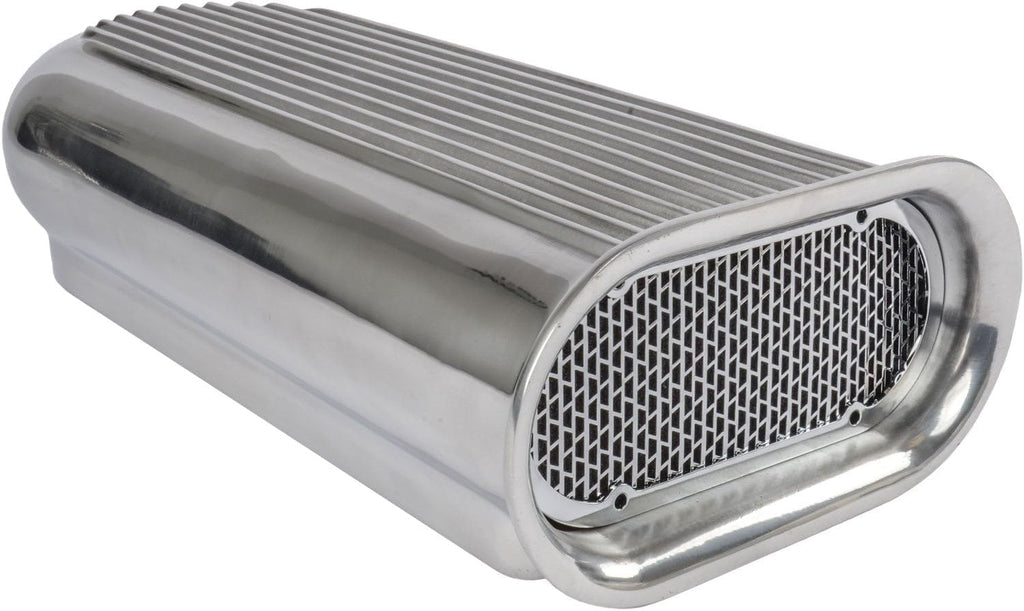 JEGS Hilborn-Style Scoop | Fits Single Or Dual 4-Barrel Carburetors | Polished | Includes Inlet Screen & Bezel, Element, And Assembly/Mounting Hardware | 20" L x 9-7/8" W x 6" H Overall