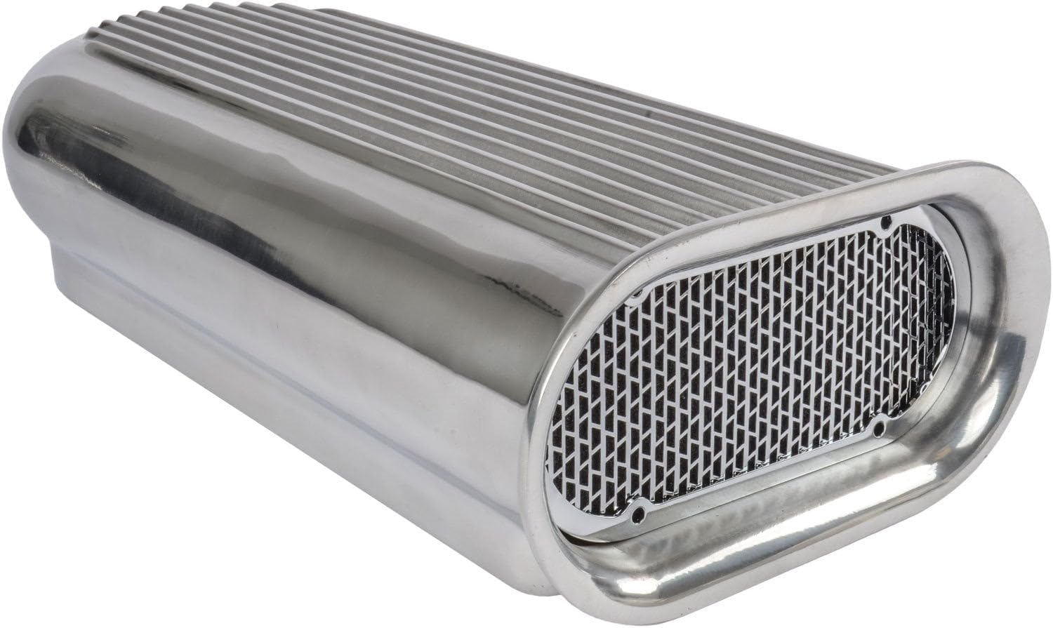 JEGS Hilborn-Style Scoop | Fits Single Or Dual 4-Barrel Carburetors | Polished | Includes Inlet Screen & Bezel, Element, And Assembly/Mounting Hardware | 20" L x 9-7/8" W x 6" H Overall