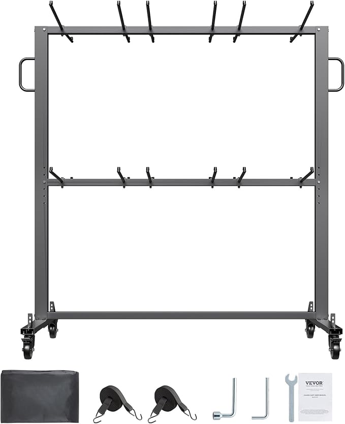 VEVOR Folding Chair Rack, 800 LBS Capacity, Heavy-Duty Chair Cart - Image 9