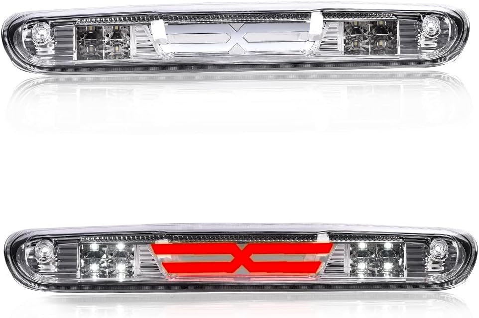 G-PLUS LED 3rd Brake Light, Fit Chevy Silverado/GMC Sierra 2007-2014 Type X | LED Third Bar Brake/Cargo Light Clear lens Chrome Housing Amber Reflector