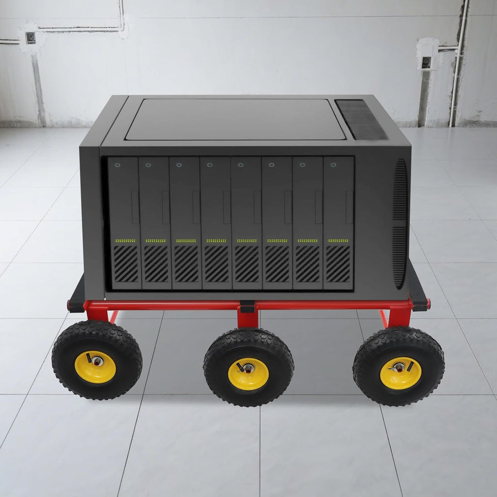6-Wheel All-Terrain Mover, Heavy Duty All Terrain Dolly with Pneumatic Tires and End Cap, 1200LBS Load Capacity, Carbon Steel Furniture Moving Dolly for Logistics, Decoration 40"X21.93"