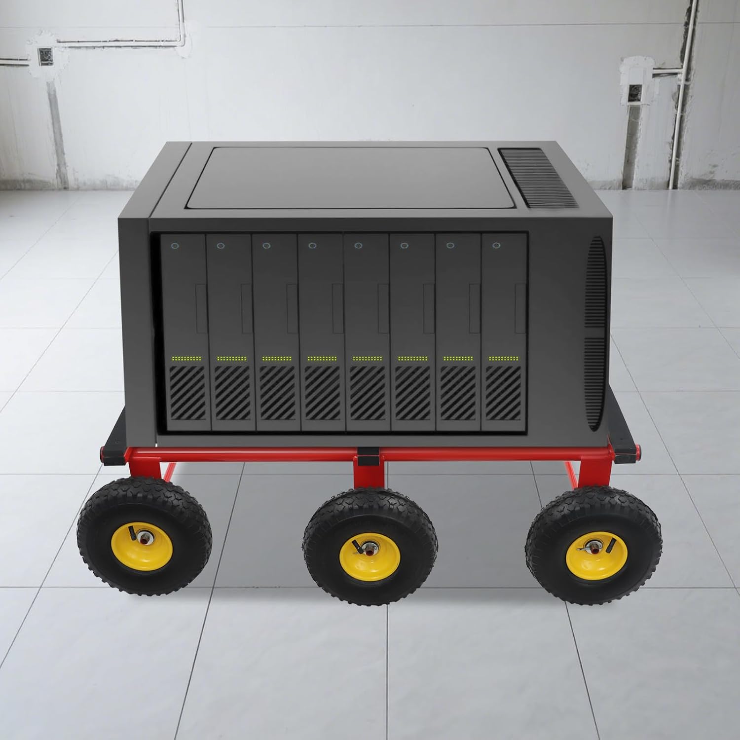 6-Wheel All-Terrain Mover, Heavy Duty All Terrain Dolly with Pneumatic Tires and End Cap, 1200LBS Load Capacity, Carbon Steel Furniture Moving Dolly for Logistics, Decoration 40"X21.93"