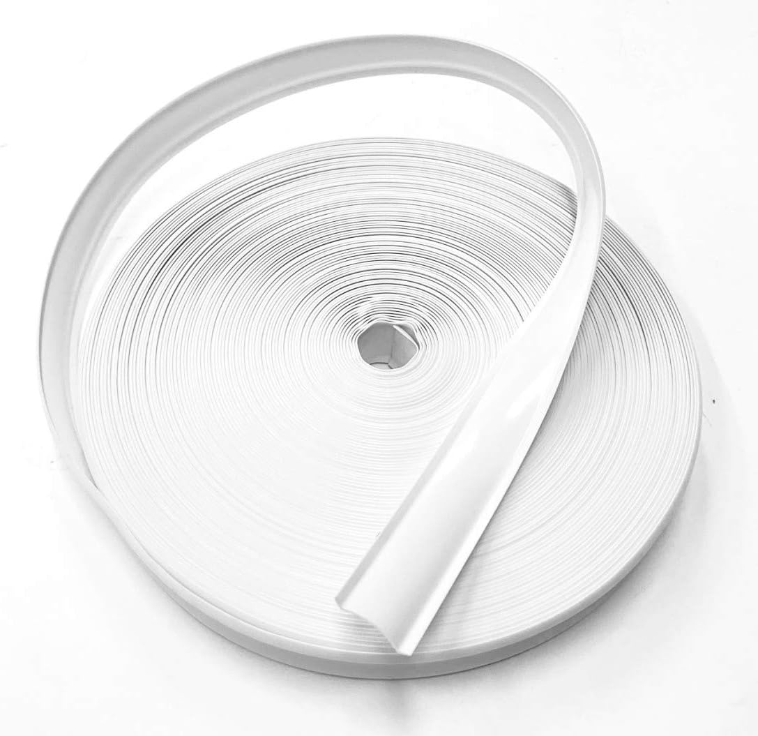 White Vinyl 7/8" Insert Molding Trim Screw Cover RV Camper Travel Trailer (100 ft, White)