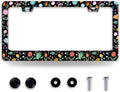Colorful Flowers License Plate Frame Folk Art Floral License Plate Holder Funny by BRAGHRTED