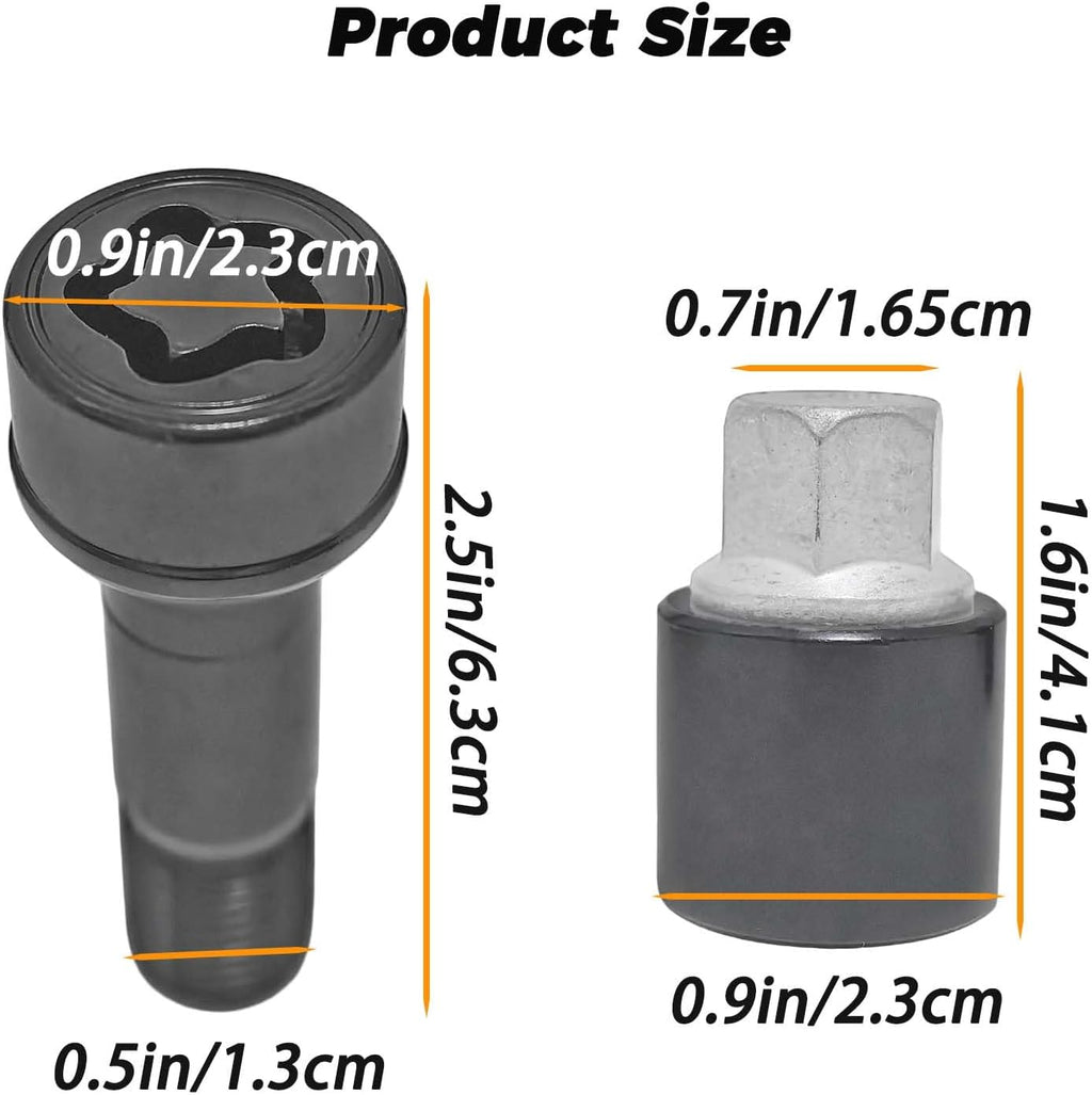 0019901707 Rim Locks Bolt Compatible with Mercedes-Benz E300 E350 S450 GLC300 CLS450 C43 C63 GLC43 S63 S65, Wheel Lock Bolt Nut Set Replace A0019901707
