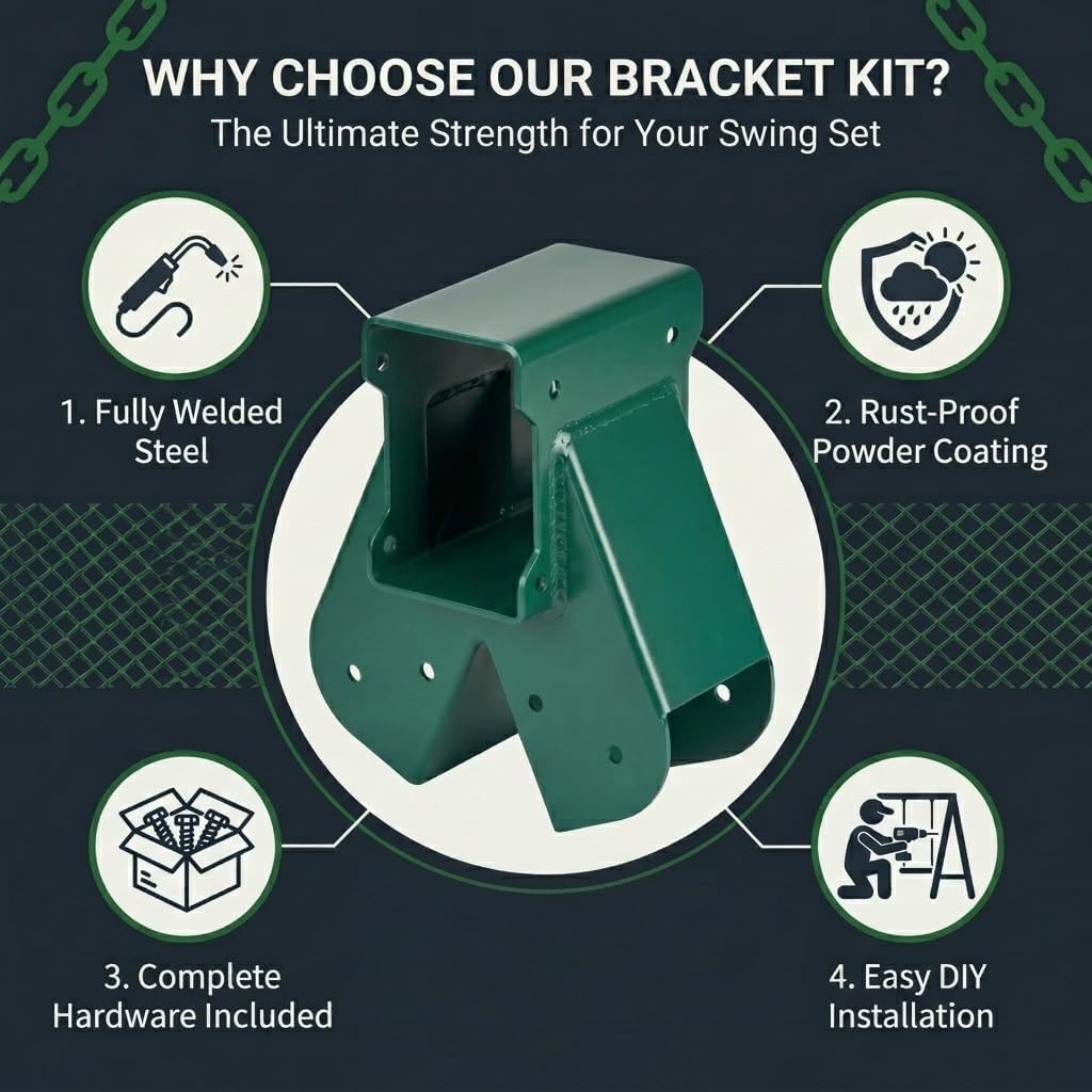 a-frame swing set bracket kit, 2-piece wood swing showing dimensions