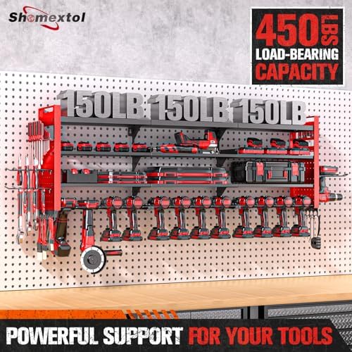 49.8" power tool organizer wall mount,holds 14 cordless, side view