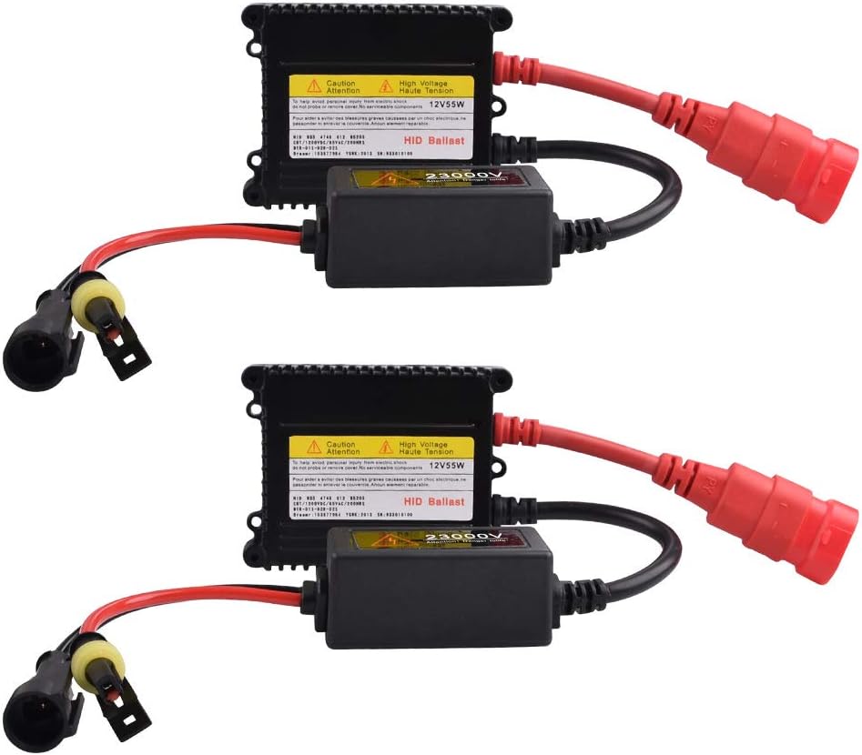 12V 55W HID Ballast, 2PCS Super Slim Universal Xenon Headlight Kit | Fast Start Digital Ballast for H1/H3/H4/H7/H8/H11/H13/9003/9005/9006/9007, Plug & Play Installation
