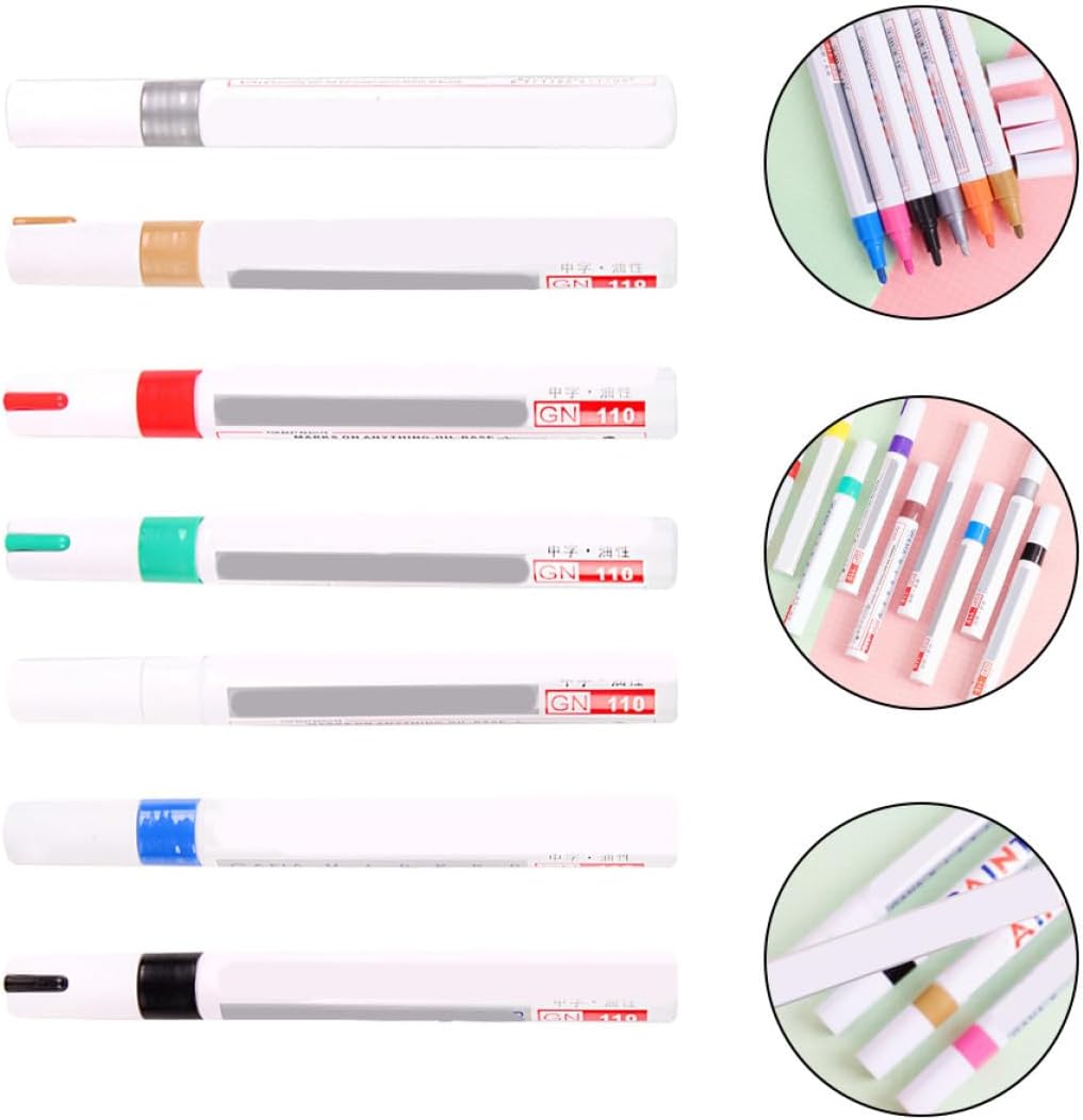 7pcs Tire Paint Pens Oil-based Color Markers for Repairing Tires with Plastic Body, Easy to Carry and Waterproof for Automotive and DIY Use