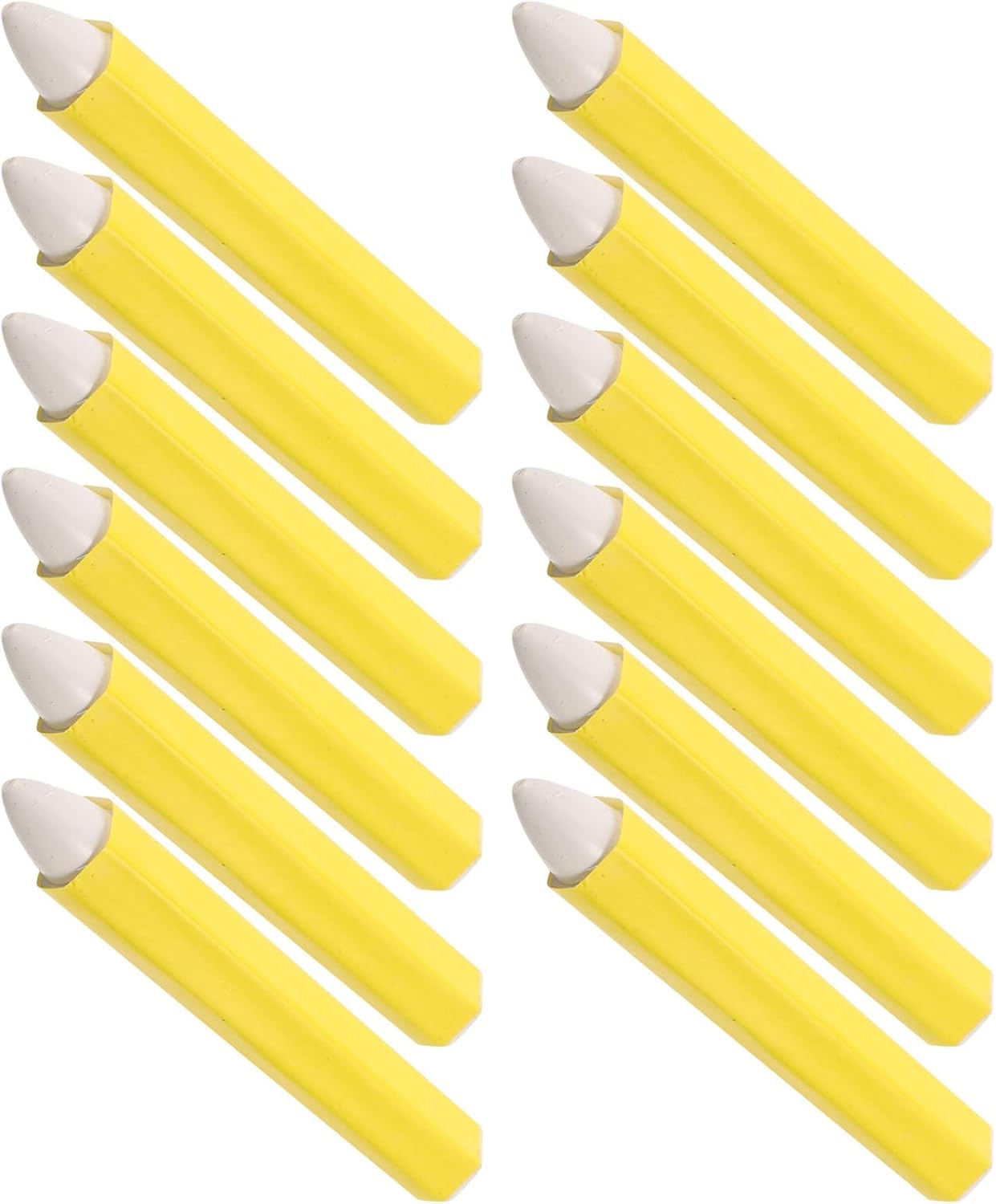 Cabilock 12pcs Yellow Tire Paint Marker Pens for Auto Repair and Car Wash Operations, Waterproof Wax Crayons with Smooth Marking and Anti-slip Barrel for Sturdy Tire Marking