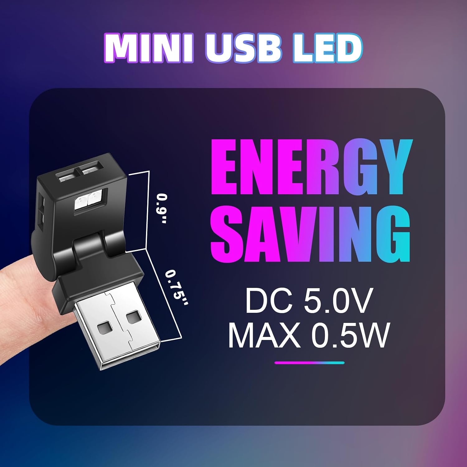 Frienda 2 Pcs Mini USB LED Light Car LED Interior Lighting 5v RGB Foldable Ambient Lighting Adjustable 8 Color and Brightness Smart USB Night Lamp for Cars Laptop Keyboard (USB-A)