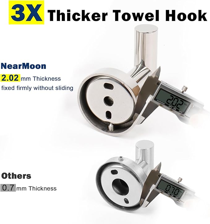 NearMoon Bath Towel Hooks- SUS 304 Stainless Steel Robe Hook Holder, Heavy Duty - Image 4