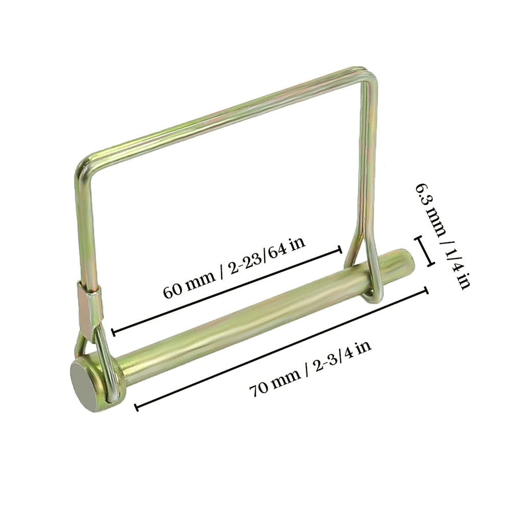 Pack of 10 Gold Trailer Pins – 2-3/4" x 1/4" (L x W) – Featuring PTO Pins, Lock Pins, Trailer Hitch Pins, and Shaft Locking Coupler Pins for Farm Trailers, Towing, Lawn Equipment and Hitches.