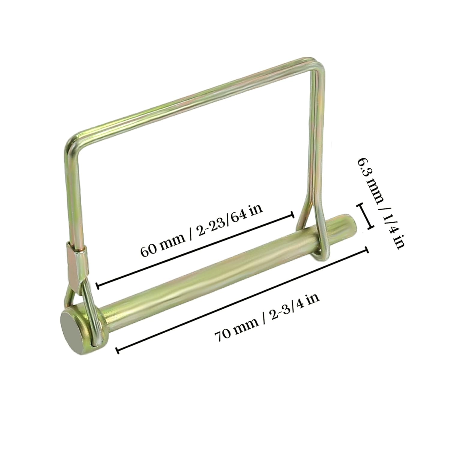 Pack of 10 Gold Trailer Pins – 2-3/4" x 1/4" (L x W) – Featuring PTO Pins, Lock Pins, Trailer Hitch Pins, and Shaft Locking Coupler Pins for Farm Trailers, Towing, Lawn Equipment and Hitches.