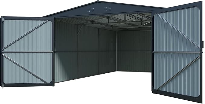 KUIKUI 20x13ft Heavy Duty Outdoor Garage Metal Shed, Sheds and Outdoor Storage - Image 9