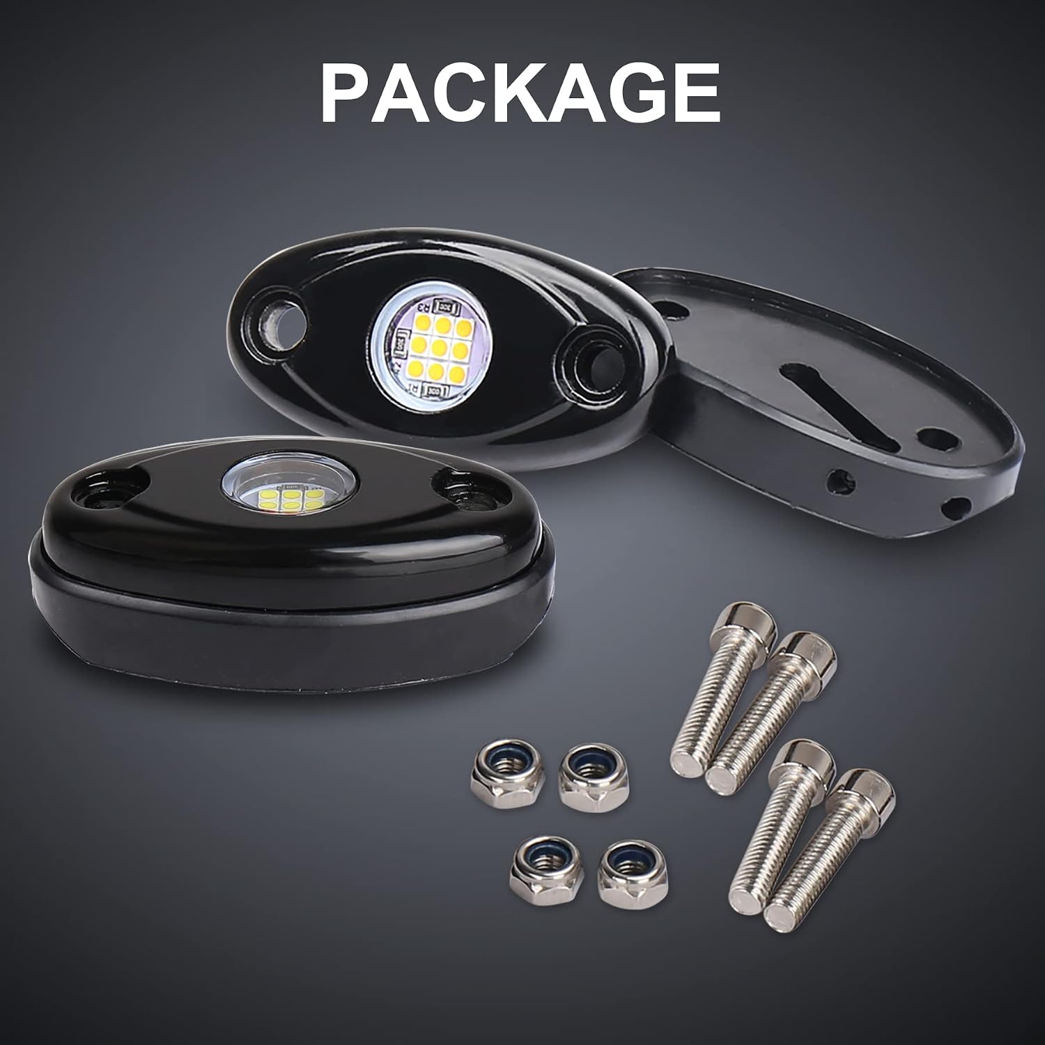White LED Rock Lights, POVTOR 2 Pods Underglow LED Rock Light Kit Waterproof IP68 Under Body Wheel Well Lights Compatible with Truck Pickups Cars ATV UTV SUV Motorcycle Boat