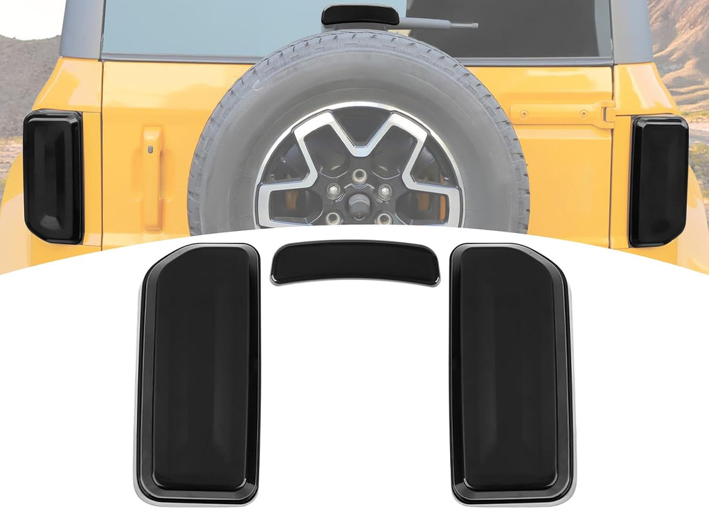 for Bronco Smoked Tail Light Covers & 3rd Brake Light Cover for Bronco 2021+ Smoked Black Exterior Accessories 3pcs(Not fit Base/Big Bend/Raptor/Heritage Edition/Black Diamond)