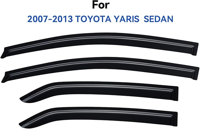 Window Visors Rain Guards for 2007-2013 Toyota Yaris Sedan, Out-Channel Window - Image 2