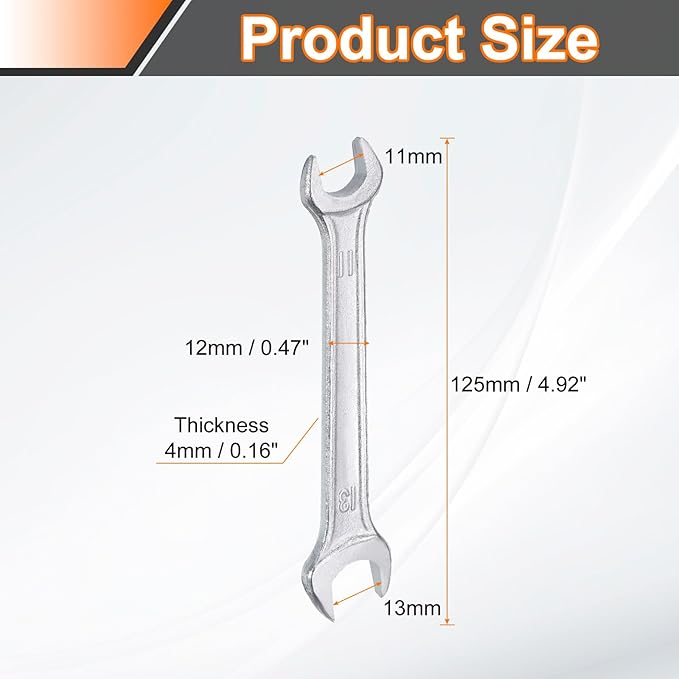 HARFINGTON 2pcs Double Open End Wrench 11mm x 13mm Metric 15 Degree Offset - Image 2