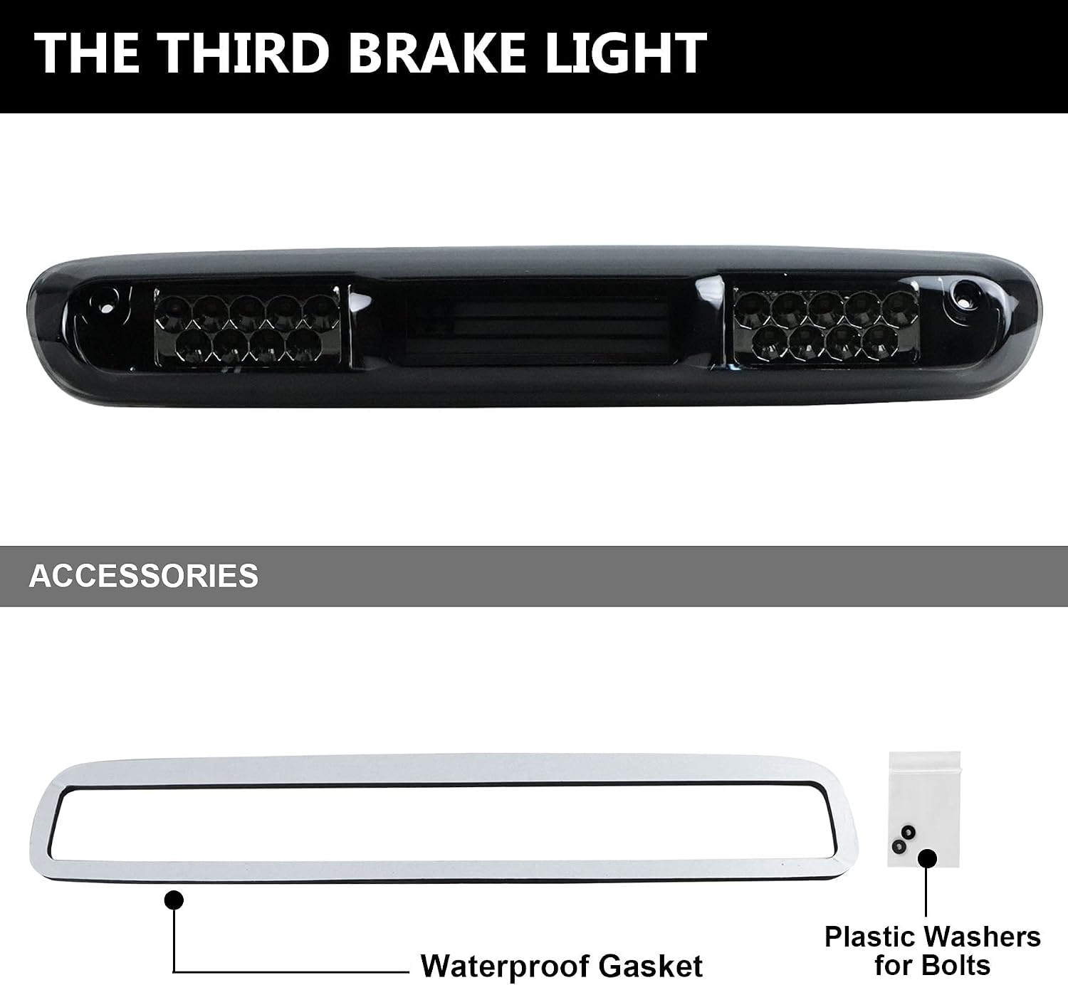 Tresound LED Third 3rd Brake Light for 2007-2013 Chevy Silverado GMC Sierra 1500 2500 3500 HD Classic, Rear Cargo Lamp High Mount Stop light