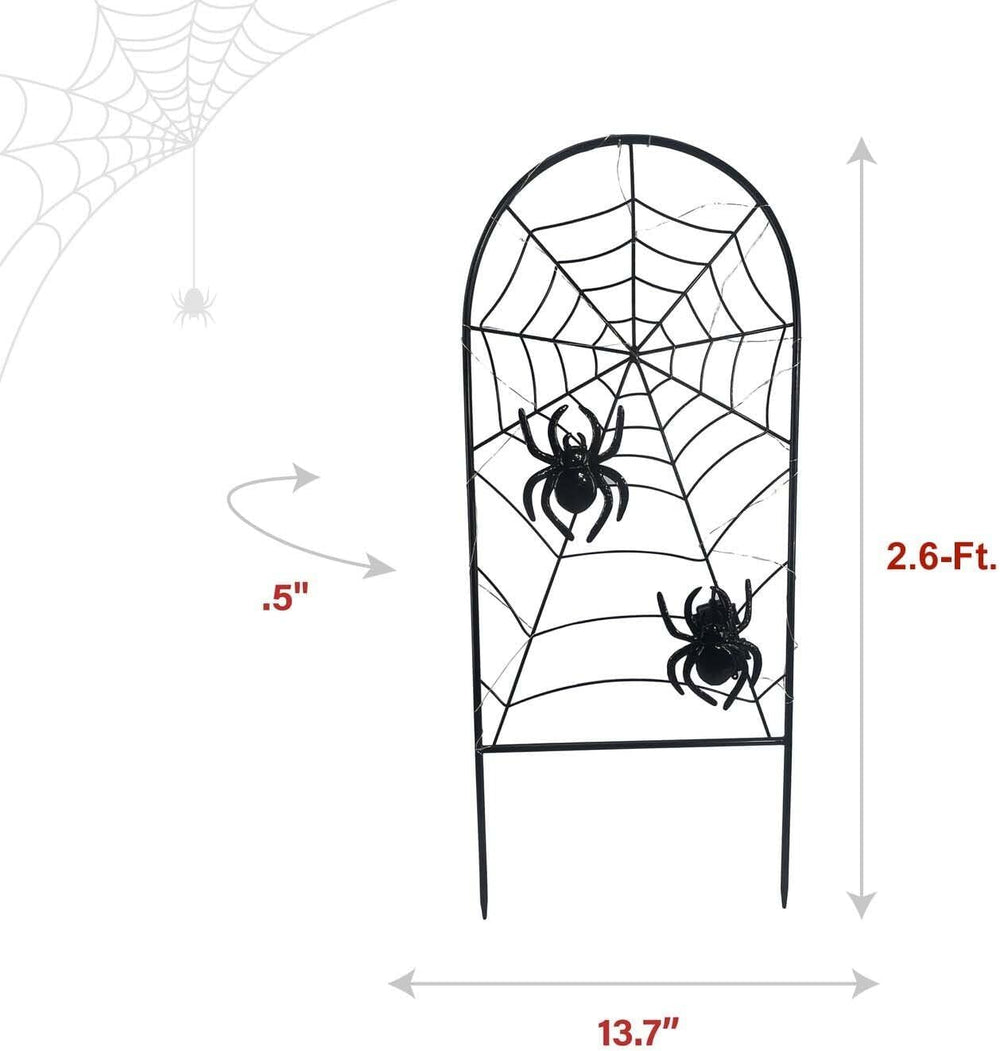 Haunted Hill Farm 2.6-Ft. Metal Spiderweb with Stake Halloween Decoration