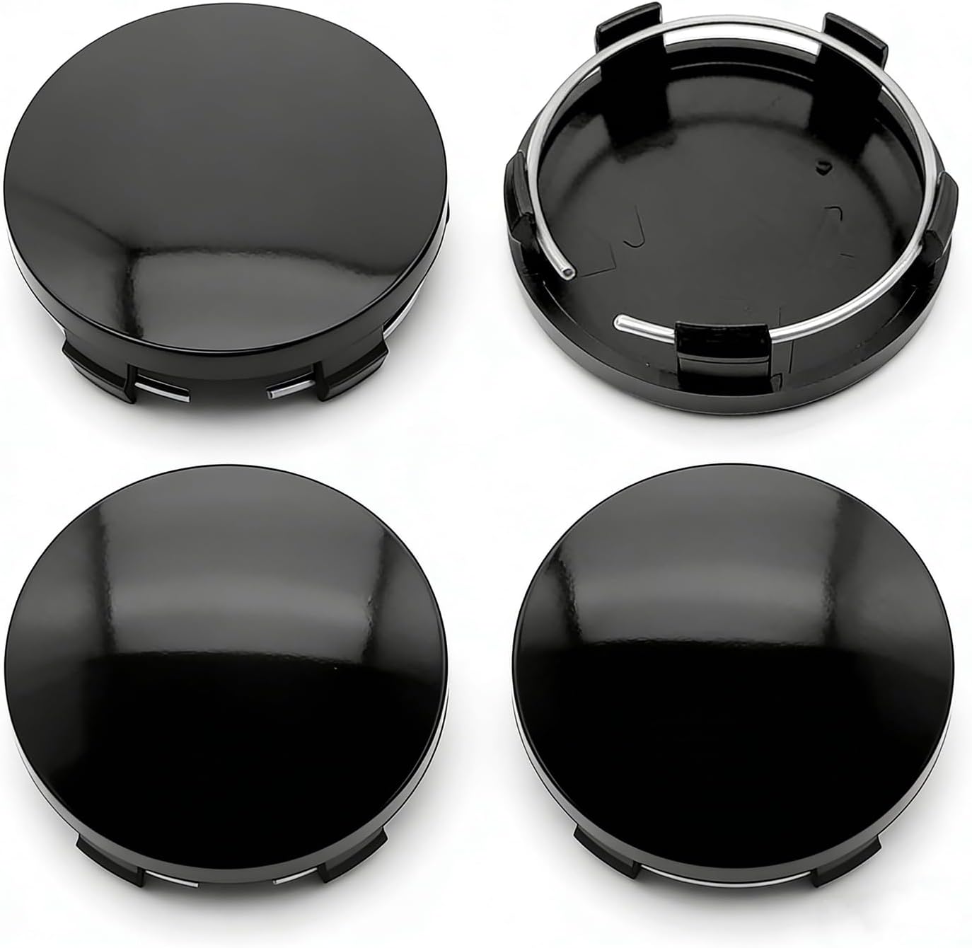 4 PCS Car Wheel Center Hub Cover, ABS Snap-in Wheel Center Protective Cover, 60 MM Outer 56 MM Inner Diameter Rim Hub Caps, Universal for Most Cars (Black)