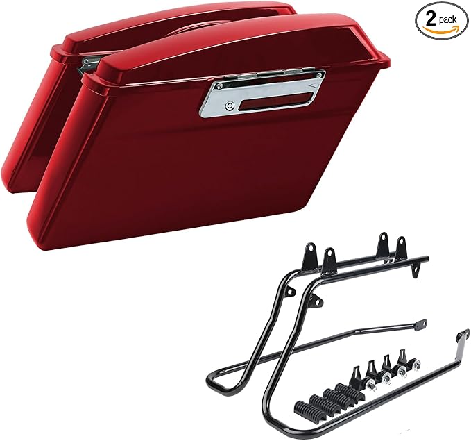 XFMT Red Hard Saddlebags Saddle Bags Trunk W/Black Conversion Brackets by XFMT