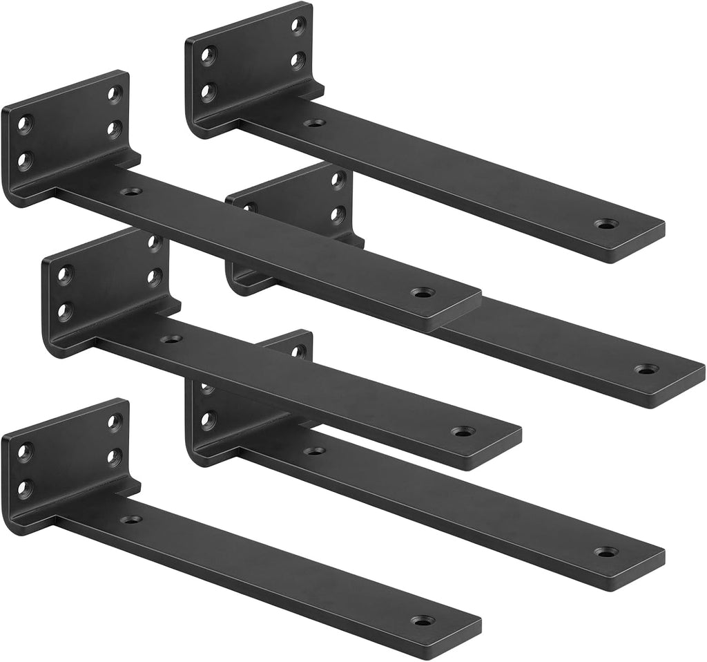 black floating shelf brackets 12 inch 6 pack, main product view