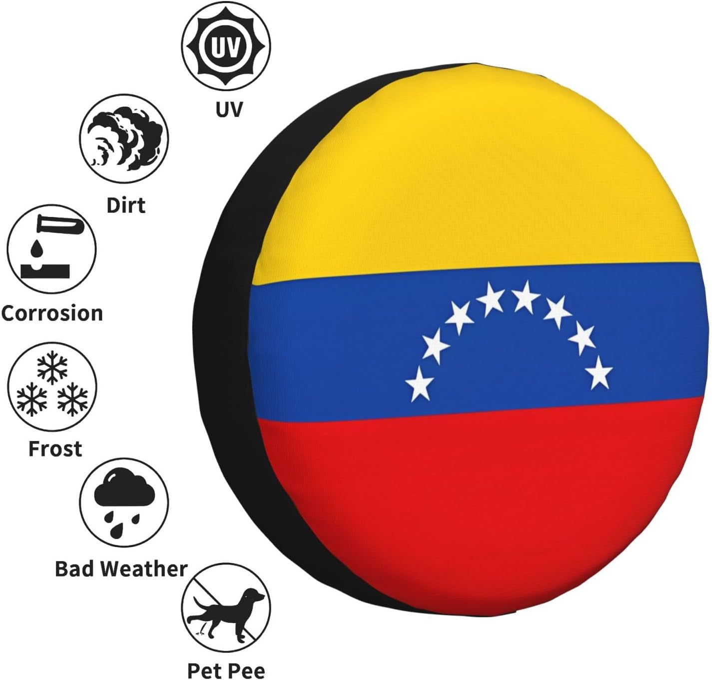 Flag of Venezuela Print Universal Spare Tire Cover for RV, Jeep | Wheel Protector Fits Rv, Trailer, Jeep, Shield Tires From Sun, Dirt And Rain For Outdoor Storage