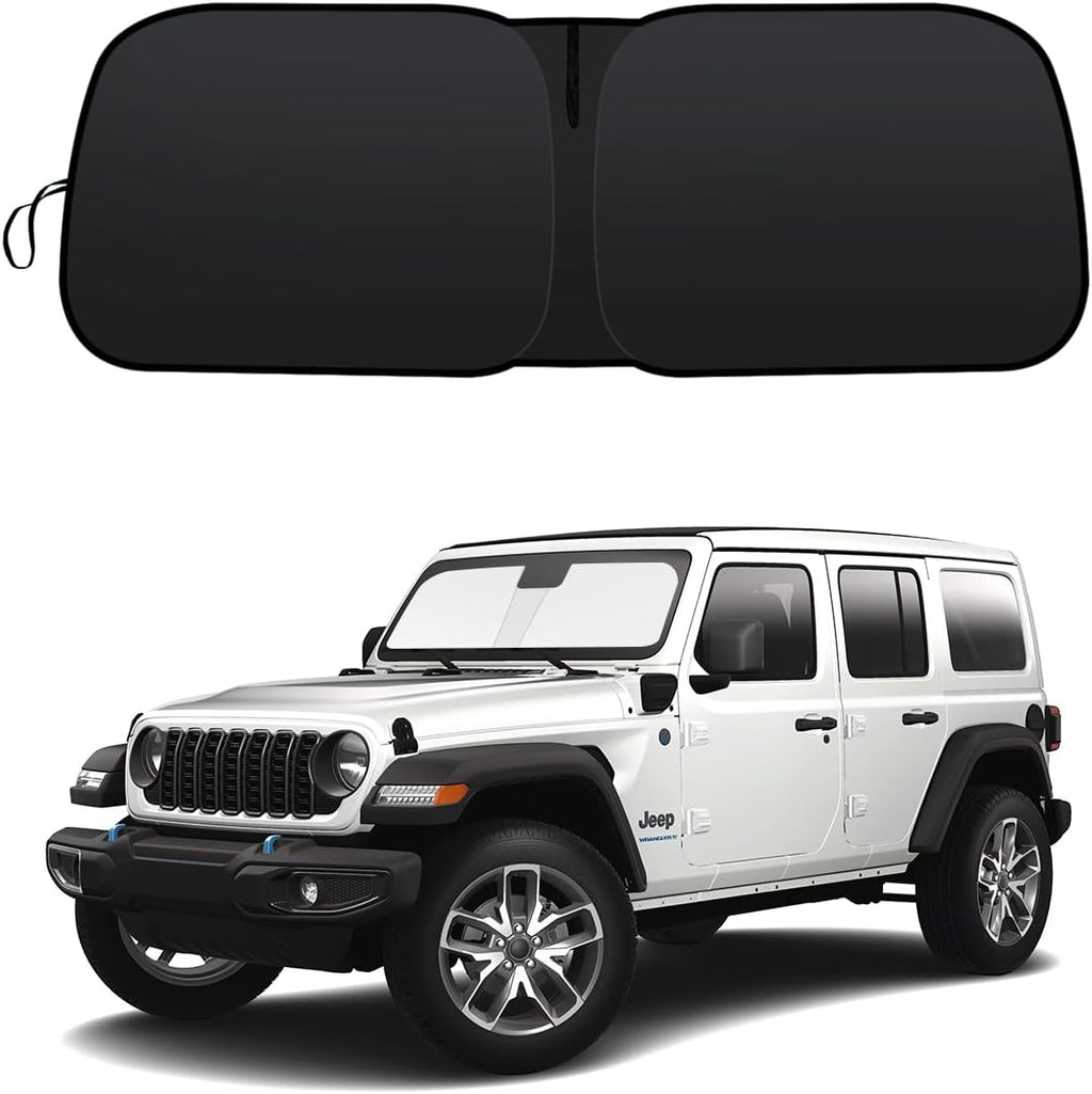 2026 Upgrade Front Windshield Sun Shade Foldable Jeep Wrangler Sun Shade/Jeep Gladiator Sun Shade fit for Jeep Wrangler JL JLU 2018-2026 / Jeep Gladiator 2020-2026 |Keep Car Interior Cooler|