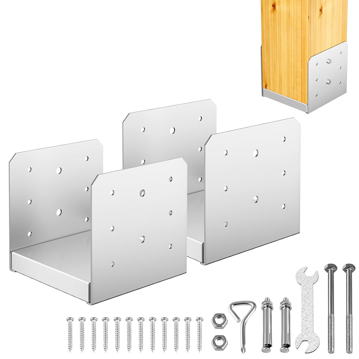 6"x6" adjustable post base, 2pcs stainless steel post, main product view
