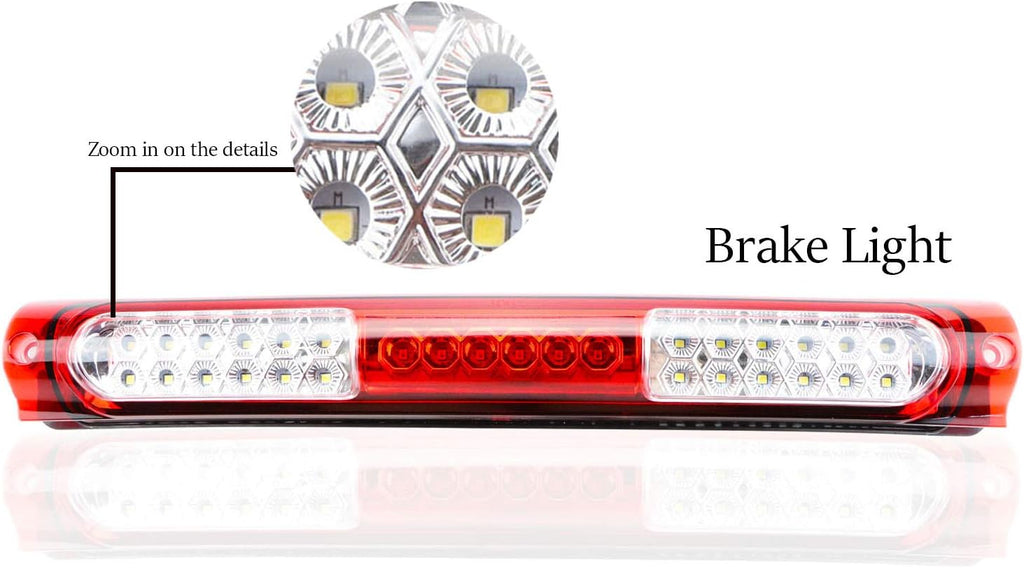 LED Third 3rd Brake Light Fit for Ford F150 1997-2003 / F-150 Heritage 2004 Rear Cargo Light Stop Lamp High Mount Light (Red)