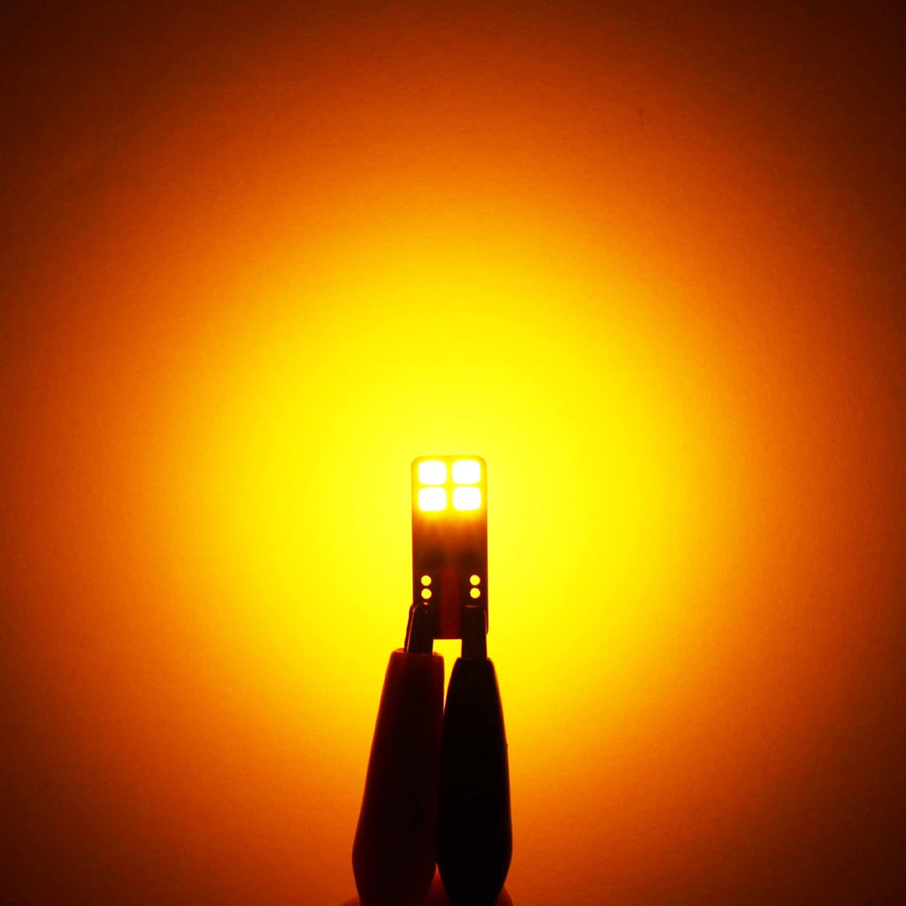 PHINLION Super Bright Miniature Wedge T10 168 194 2825 2827 12396 LED Bulbs for Car Interior Dome Map Side Marker Parking Lights, Amber Yellow (10 Pack)
