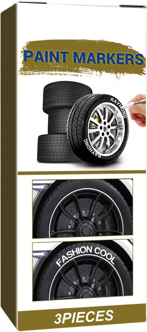 3Pieces Paint Pen for Car Tires, White Paint Pens Tire Marker Lettering Pen Tire Management