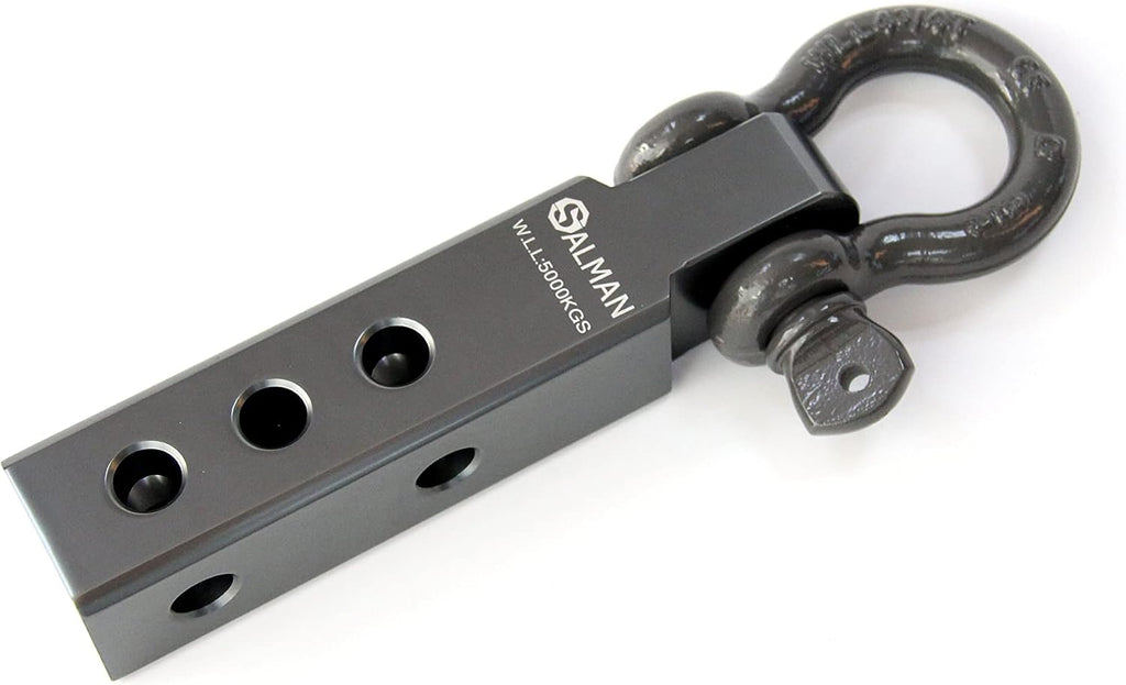 SALMAN 5T 11,000 LBS WLL Aluminum Alloy 6061 Long Hitch Receiver and Bow-Shackle and Pin with R Clip Winch Accessories (Grey)