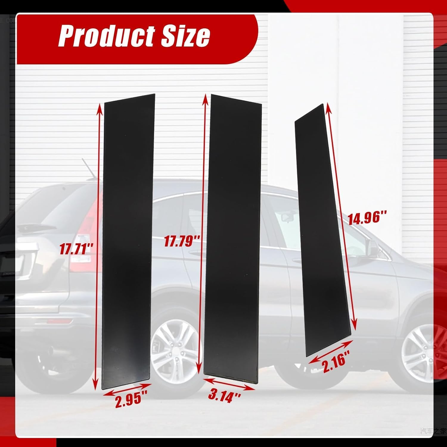 SecosAutoparts 6Pcs Exterior Window Pillar Posts Cover Trim Black, Compatible with Honda CRV 2007-2011, Door Side Window Pillar Molding