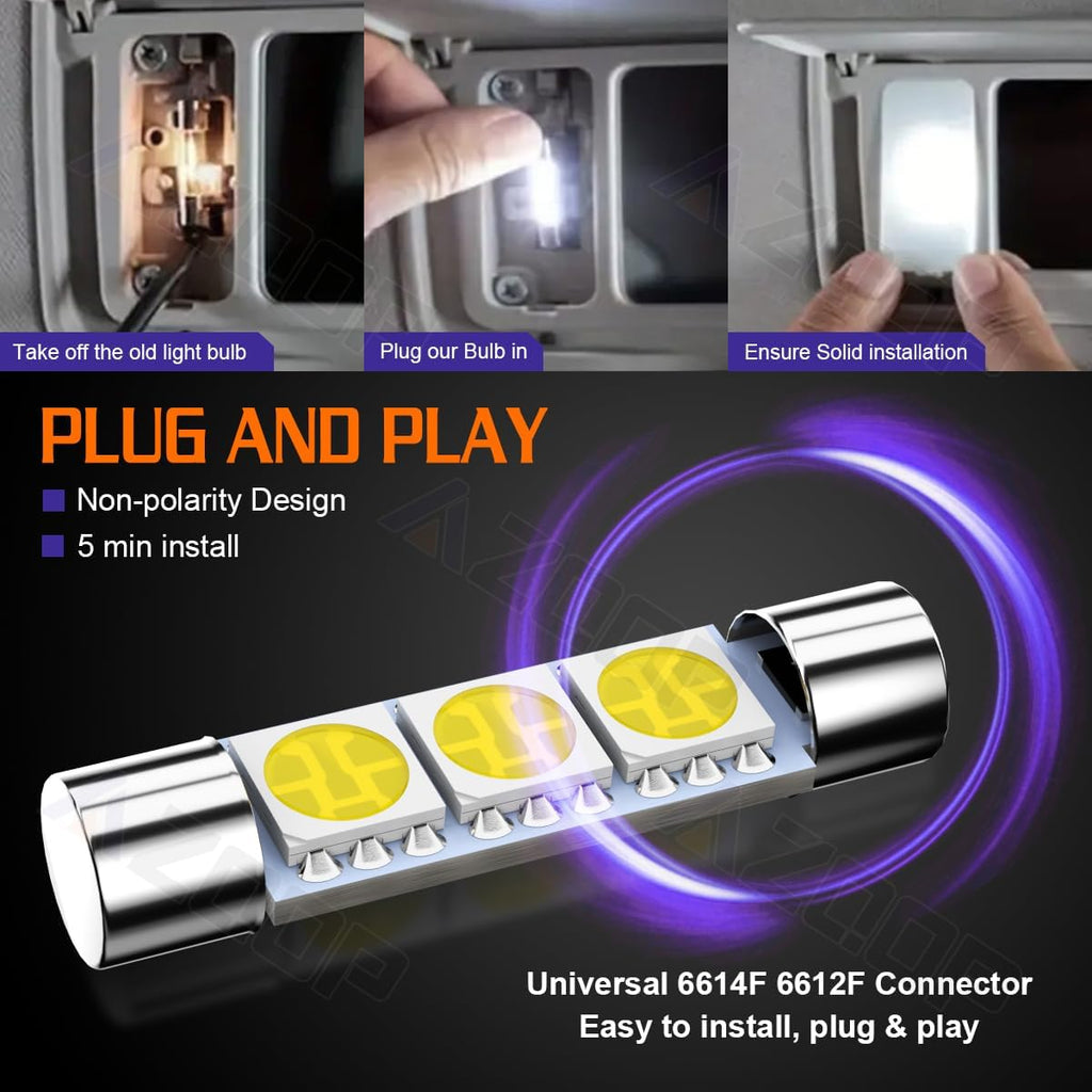 12PCS White LED Bulbs Compatible with Chevy Silverado/GMC Sierra 1500 2500 3500 (2007 2008 2009 2010 2011 2012 2013) Interior Lights, Map Dome Trunk Lights License Plate Lmap Bulbs Combo+Install Tool