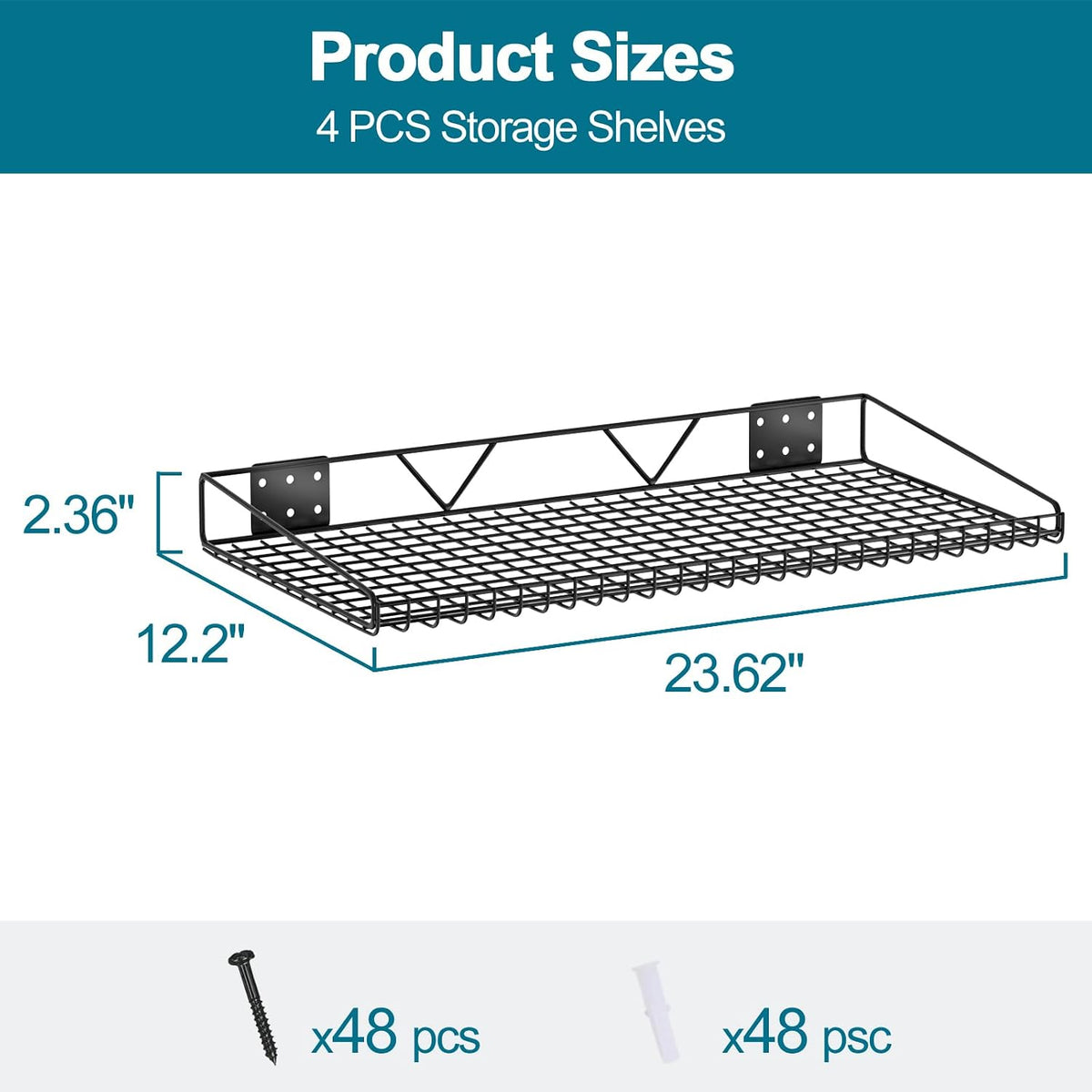 garage wall shelving,4-pack 12 inch x 23.8 inch,can, close-up detail
