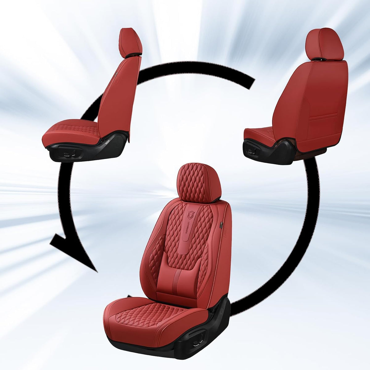 coverado car seat covers full set, red seat on a desk or shelf