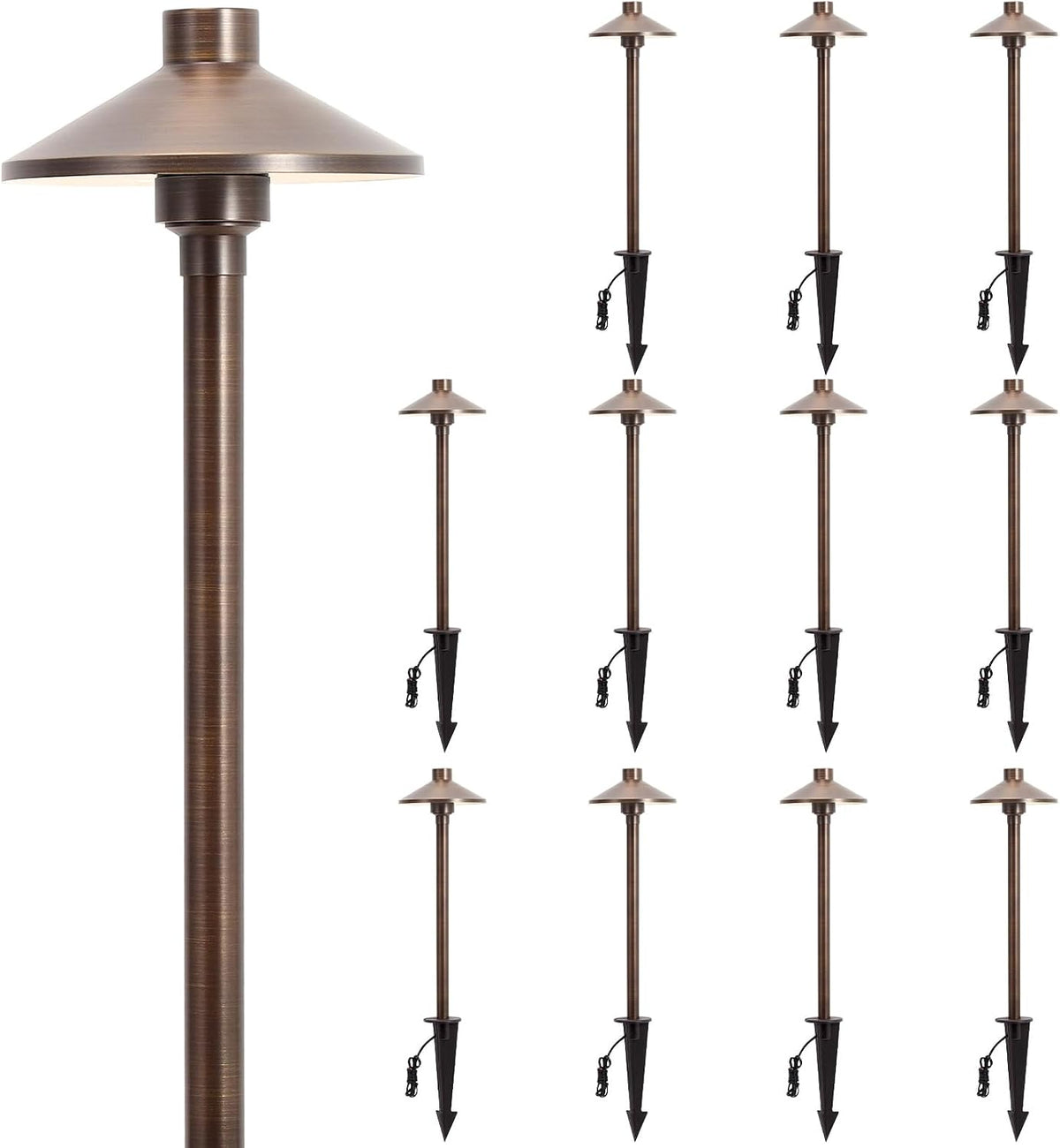 Gardencoin Solid Brass Low Voltage Pathway Lights, 12V AC/DC Heavy Duty LED