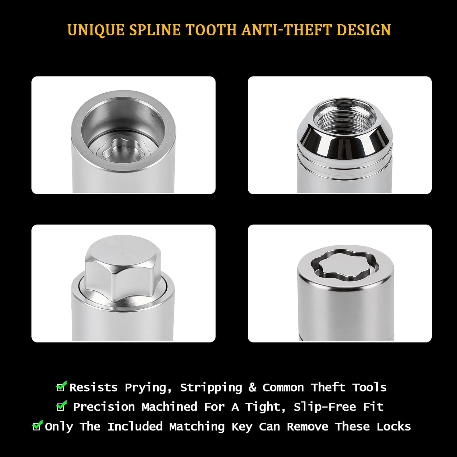 B321SFL001 5Pcs Anti-Theft Wheel Lock Lug Nut Set with Matching Key Socket Compatible with Subaru Vehicle 1990-2026 Forester Outback WRX BRZ Crosstrek Ascent Impreza Alloy Wheels, Chrome Finish