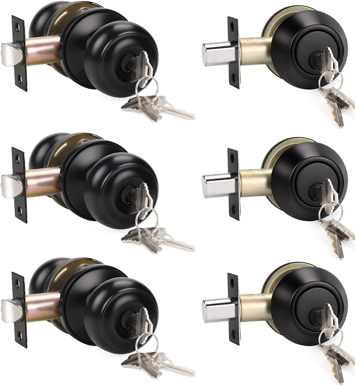 knobwell 3 pack keyed alike entry door knobs, main product view