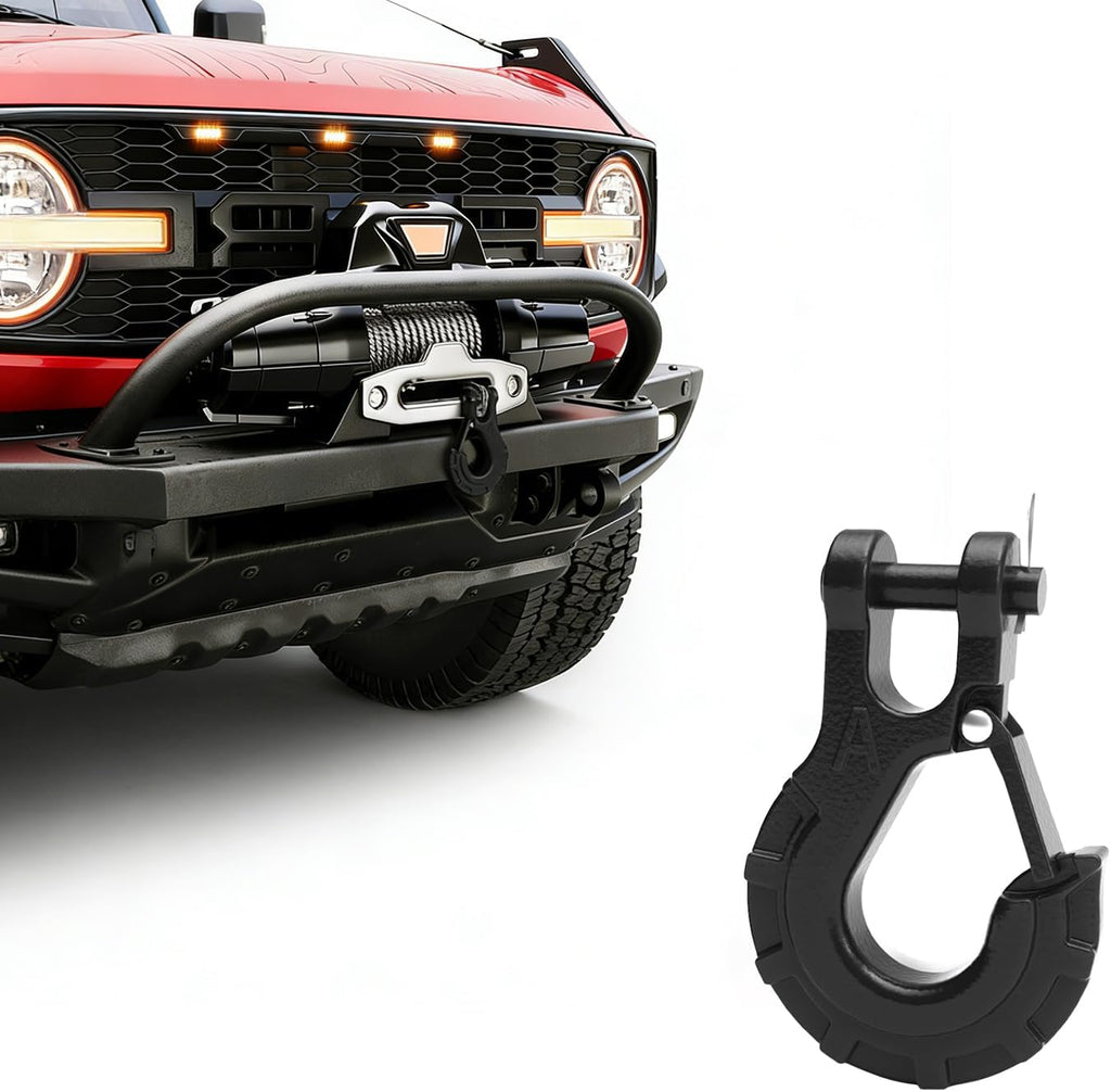 1/4 Winch Hook, Heavy Duty Clevis Slip Hook with E-Coated, Black | Forged Steel Winch Hook for Trailer, Transport, Lift & Pull, Black