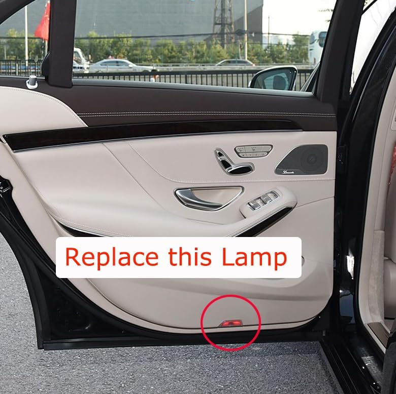 Car LED Logo Projector Puddle Door Lights for 2014-2020 S-Class W222, S400 S450 S500 S600 No Fade 4K-HD Courtesy Welcome Lights, 2 Pack (Star+Lettering)