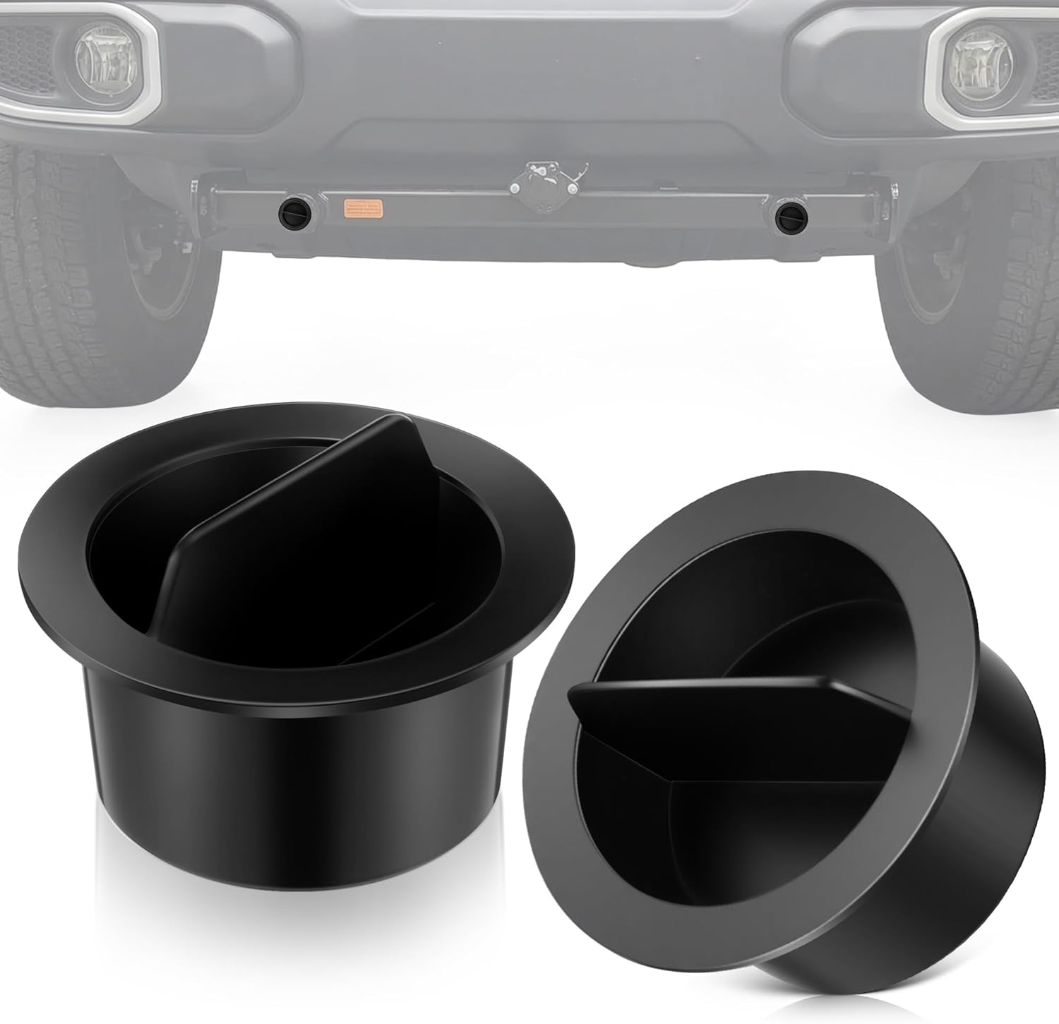 Baseplate Attachment Tab Receiver Cap Plug Replacement, Compatible with Blue Ox Removable Tab Baseplates, Black Plastic Protective Dust Cover for Tow Bar Receivers (2)