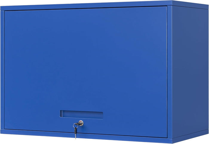 Yizosh Metal Garage Wall Cabinet with Doors and Shelves, Wall Mounted Metal Storage Cabinet, Floating Garage Tool Cabinet for Garage, Basement, Kitchen, Warehouse (Blue, 21.6" H)